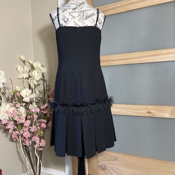Tapestry by Arkady Black Mini Dress Fringe/Black Roses Trim Cocktail Women Sz 10 - Picture 5 of 7